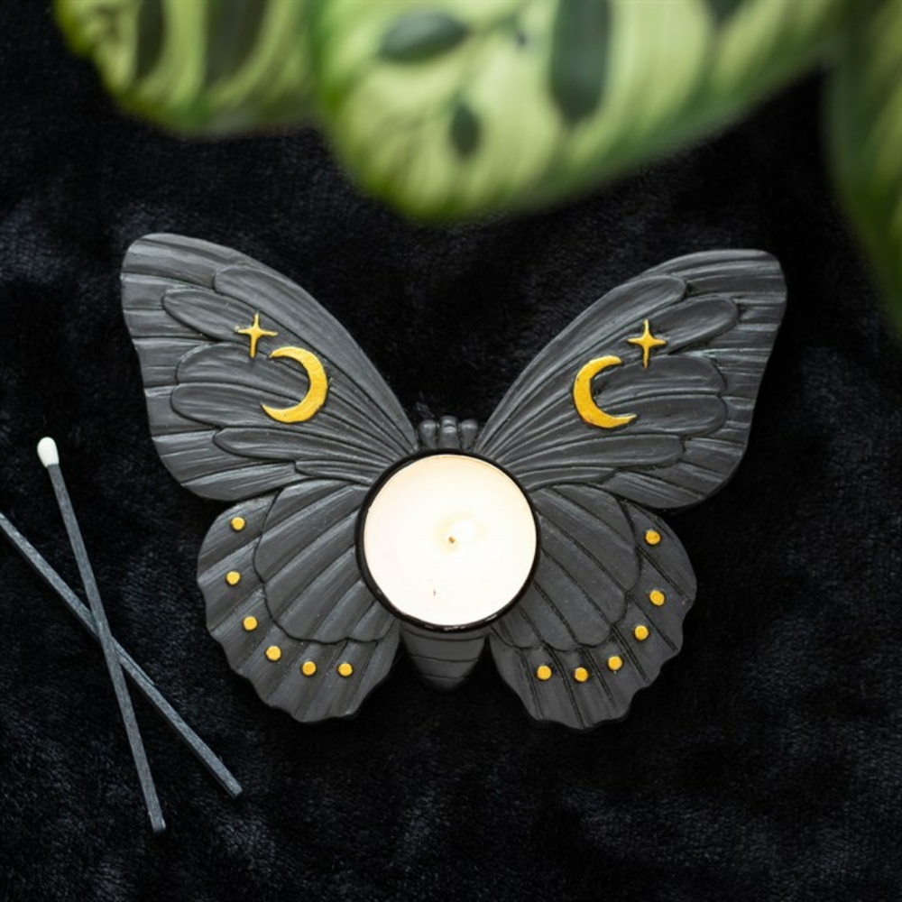 Black Luna Moth Tea Light Candle Holder